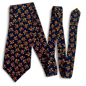 J. Garcia Landscape With Eye Collection Floral Silk Necktie Tie Blue Yellow NWOT